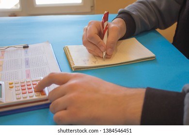 People calculate about and note data cost at home, Finance managers task, Concept business and finance