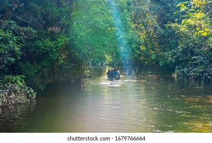 People Canoe Along Canal Amazon Rainforest Stock Photo 1679766664 ...