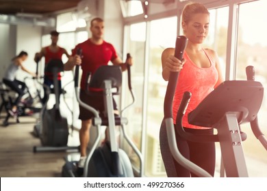 People Cardio Workout In Gym