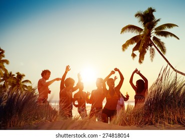 People Celebration Beach Party Summer Holiday Vacation Concept