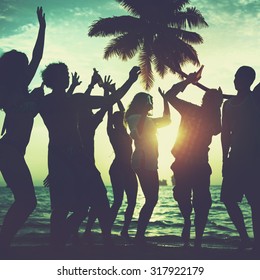 People Celebration Beach Party Summer Holiday Vacation Concept