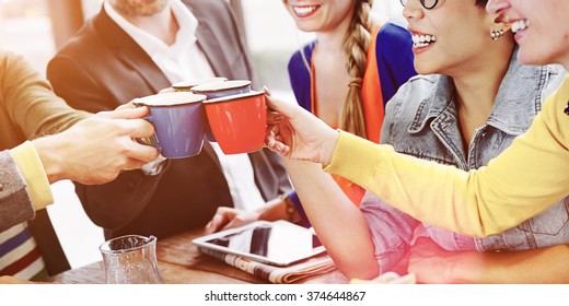 People Cheers Coffee Happiness Friends Concept