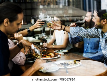 People Cheers A Wine Glasses Together