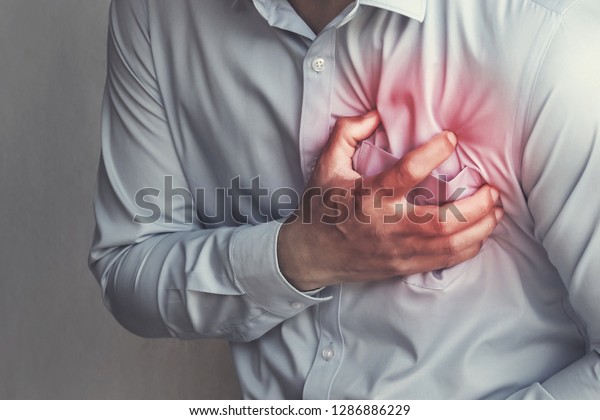people\
chest pain from heart attack. healthcare\
concept