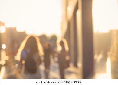 People City Bokeh, Golden Glow - Street Urban Blurred Background