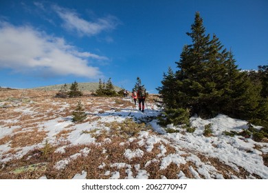 People Climb The Trail Uphill