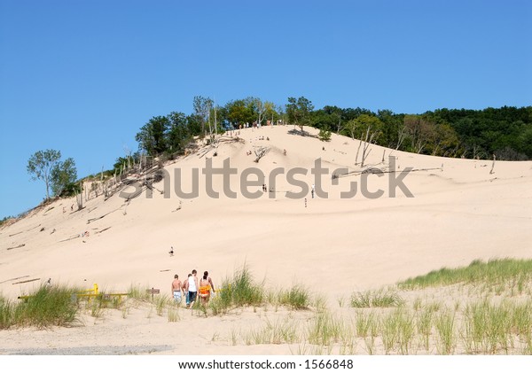 People Climbing Sand Dunes Warren Dunes Stock Photo Edit Now 1566848