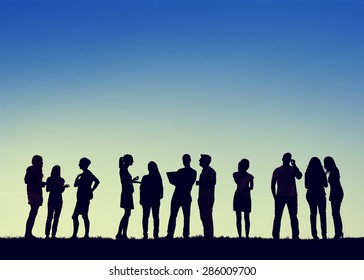 People Communication Conversation Standing Outdoors Discussion Stock ...