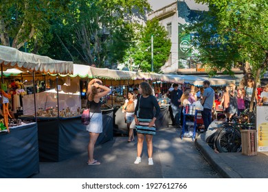 People At The Craft Fair In The Neighborhood Of Palermo, Buenos Aires, Argentina On December 15, 2018.