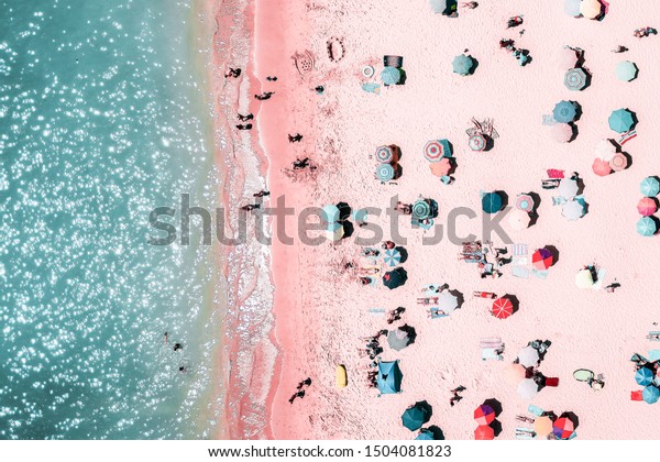 People Crowd On Beach Aerial View Stock Photo 1504081823 | Shutterstock