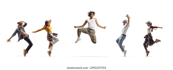 People dancing a choreography isolated on white background - Powered by Shutterstock