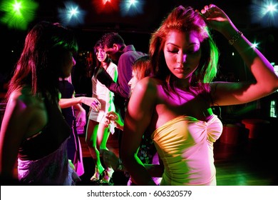 People dancing in club
