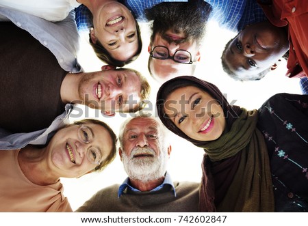 People of different ages and nationalities having fun together