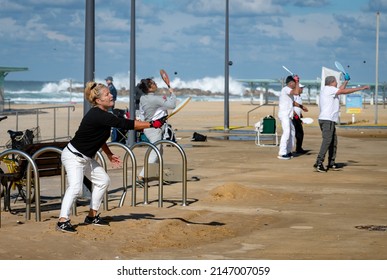 People Of Different Ages
Spend The Day Off On The City Beach Playing Ping-pong. Israel Ashkelon December 2020