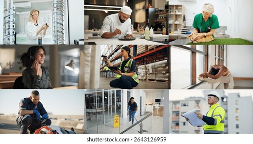 People, diversity or collage with professional career for job opportunity or skill set collection. Group, multicultural or global network with occupation in montage for society growth or development - Powered by Shutterstock - Get 15% off with code: PIKWIZARD15
