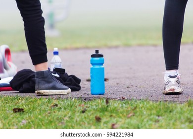 People doing keep fit exercise in the park