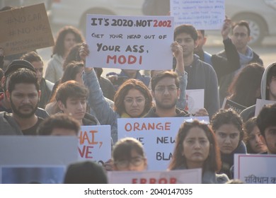 People Doing Protest Against Citizenship Amendment Act. Gurgaon, Haryana, India. December 21, 2019.