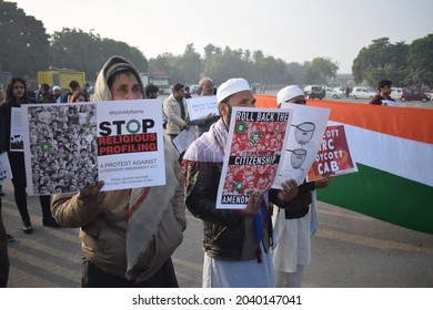 People Doing Protest Against Citizenship Amendment Act. Gurgaon, Haryana, India. December 21, 2019.