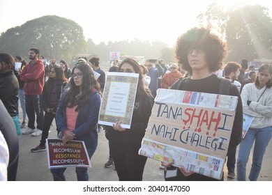 People Doing Protest Against Citizenship Amendment Act. Gurgaon, Haryana, India. December 21, 2019.