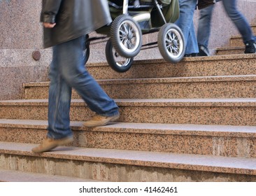 People Endure Pram After Stairs