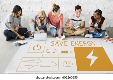 People With Energy Saving Sustainability Power Generation Campaign