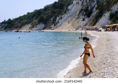 People Enjoy The Sea In Gidaki Beach, Greece On July 31, 2021.