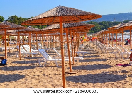 People are enjoying summer on a beach in Varna, Bulgaria