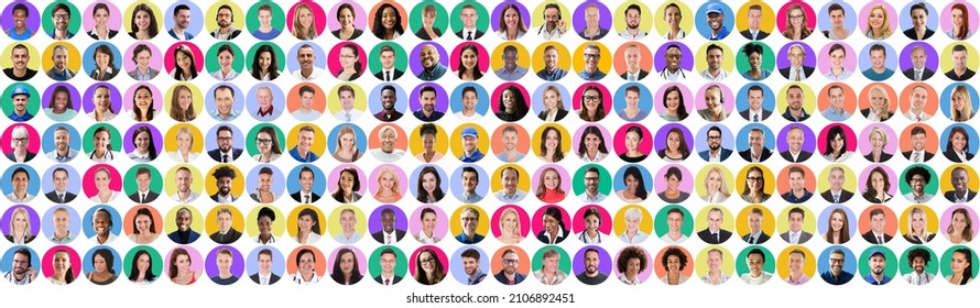 People Face Avatar Collage. Diverse Headshot Photos