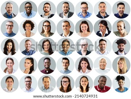 People Face Headshot Collage. Diverse Avatar Portraits