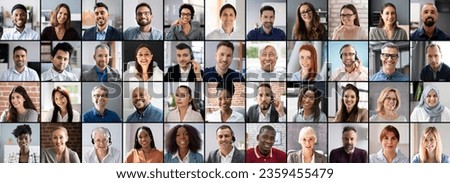 People Faces Collage Set. Multicultural Avatar Group