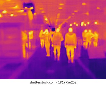 People At The Fair. Real Thermal Camera Image.