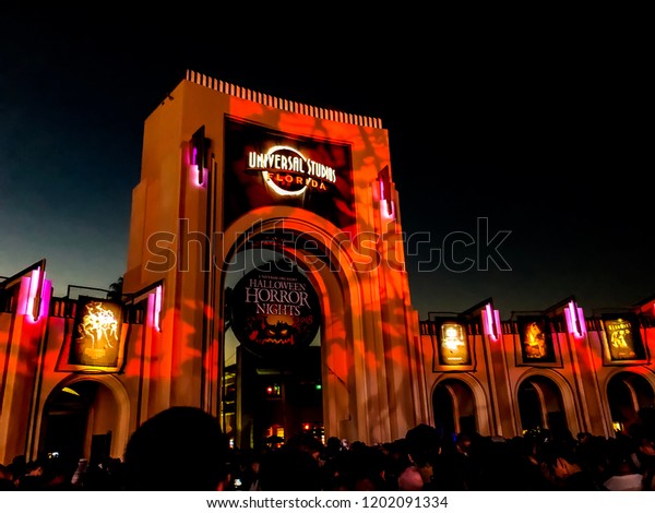 People flooding into Orlando, Florida USA on\
October 13, 2018 for the annual “HALLOWEEN HORROR NIGHTS” at\
UNIVERSAL STUDIOS.
