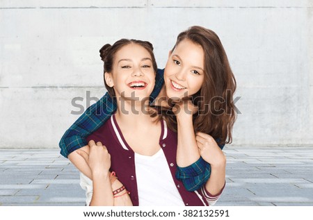 Similar – Image, Stock Photo Two happy and urban lesbian girlfriends