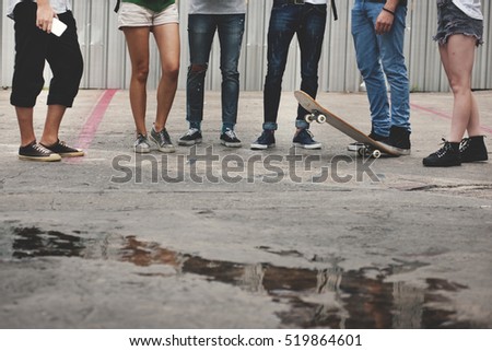 People Friendship Skateboard Extreme Sport Team Concept