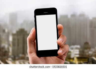 People Hand Holding Smartphone With A Blank Screen