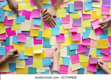People Hands Hold Note Post It