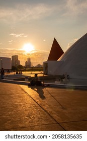 People Have Fun In Oscar Niemeyer Cultural Center In Goiania City. On October 12, 2021, Goiania, Brazil.