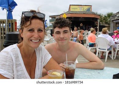 People Having Drinks At An Outdoor Restaurant - Myrtle Beach, South Carolina, June 14, 2020