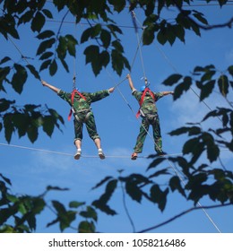 People Help Each Other In Military Training.