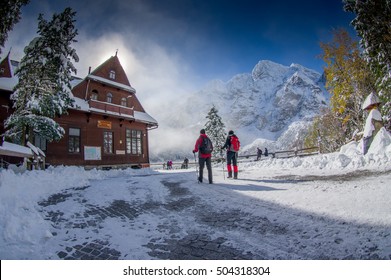 People Hiking And A Mountain Hut - The Tatra Mountains, Poland