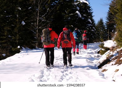 People Hiking In The Snow In The Town Of Tonya Trabzon Turkey