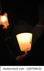 People Hold The Hail Mary Candle For Prayer 