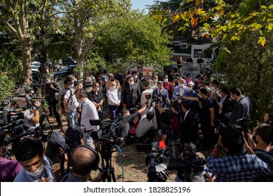 People Hold Pictures Of Jamal Khashoggi During An Event Marking Two-year Anniversary Of The Assassination Of Saudi Dissident Journalist Jamal Khashoggi At The Saudi Consulate In Istanbul, 02 10.2020