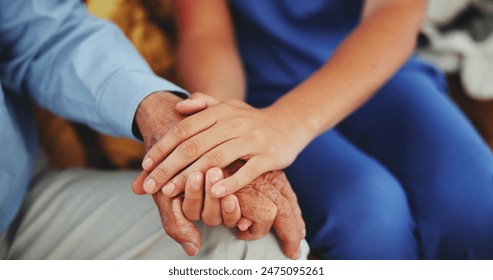 People, holding hands and help for healthcare with love, care and trust. Patient, caregiver and nurse with kindness or compassion and medical therapy for empathy, respect and support or assist - Powered by Shutterstock