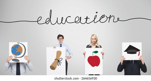 people holding paper with  education symbol - Powered by Shutterstock