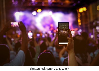 People Holding Their Smartphones Concert Taking Stock Photo 2174712357 ...