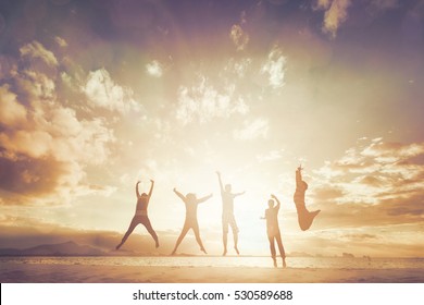 People Insurance Team Feel Enjoy Meeting And Retreat Of Friend Support Celebrate Win Freedom Financial In Morning Landscape Weekend Concept For Good Family Life Travel Day, Happy Sun Wellness Future 