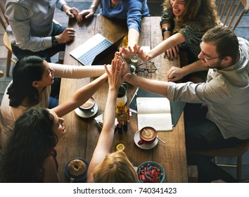 Top View Friends Around Table White Stock Photo (edit Now) 2087044771