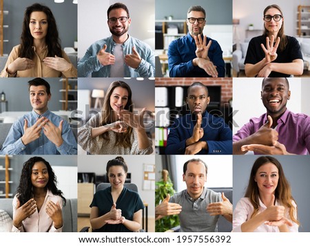 People Learning Deaf Sign Language In Video Conference
