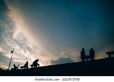 people look at cloud when sunset